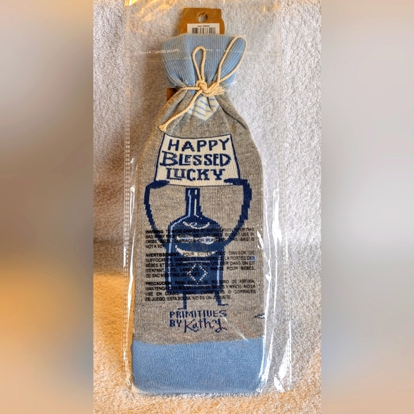 Primitives By Kathy Wine Bottle Socks NEW Grey/Blue Cloth - Picture 2 of 2